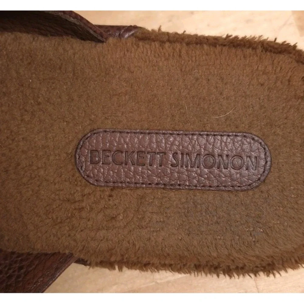 Beckett Simonon Jones Brown Leather Slip-On Slippers Size 12M